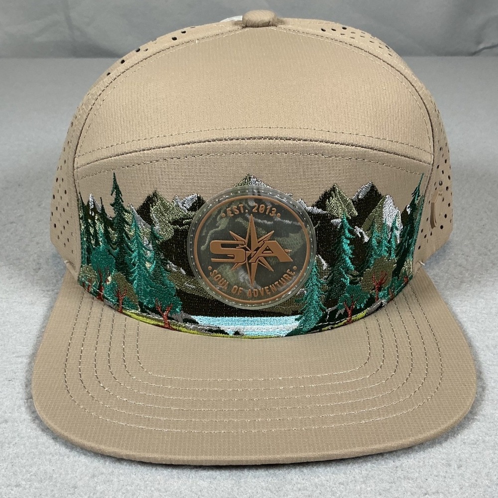 SA Soul of Adventure Snapback Hat Men OS Tan Mountain Gorpcore Streetwear Cap